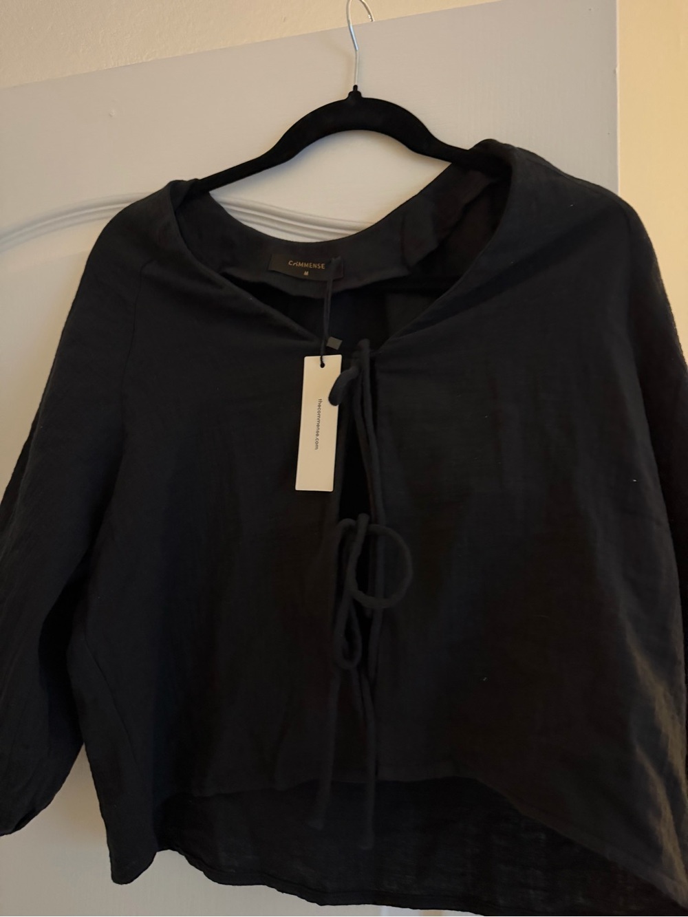 Black Tie-Front Women’s Top
